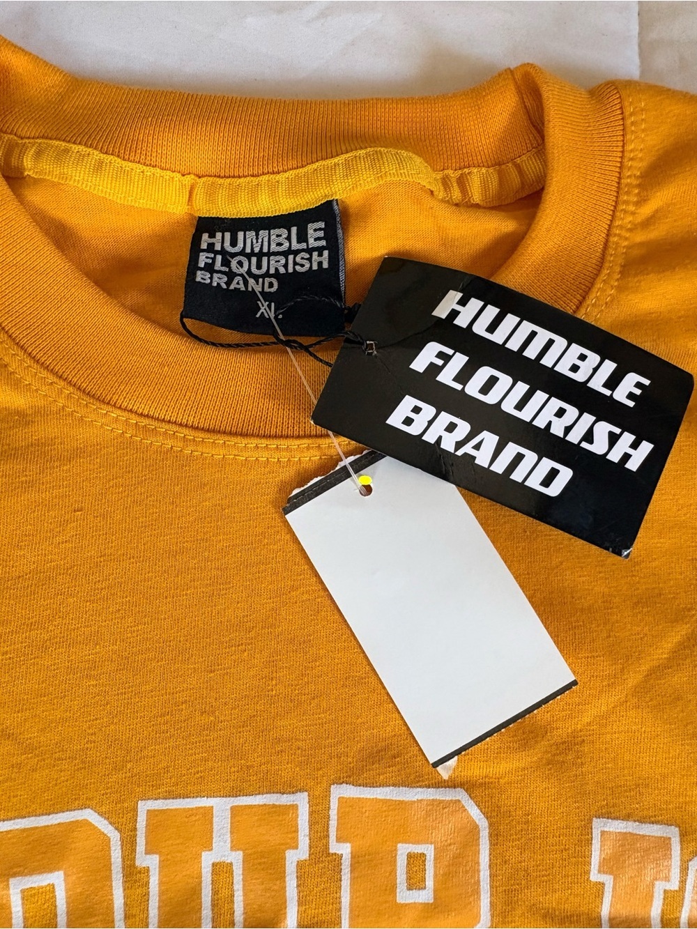 NWT Humble Flourish Brand XL Flourish Graphic T Shirt Gold Yellow Tee Varsity - Picture 2 of 5